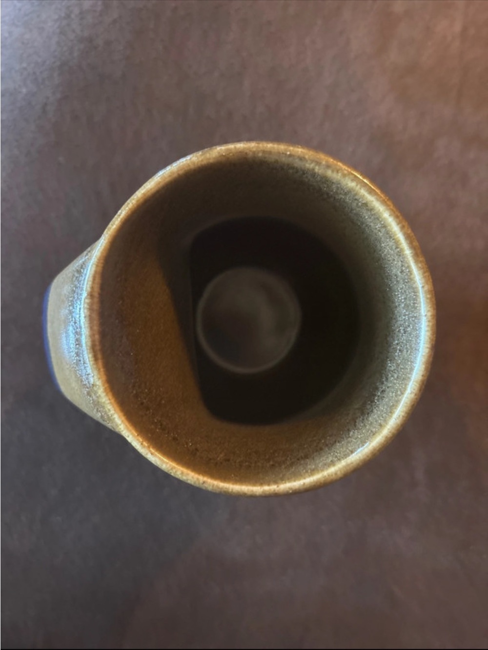 Handmade Blue Ceramic Mug with Tan Rim - Picture 3 of 3